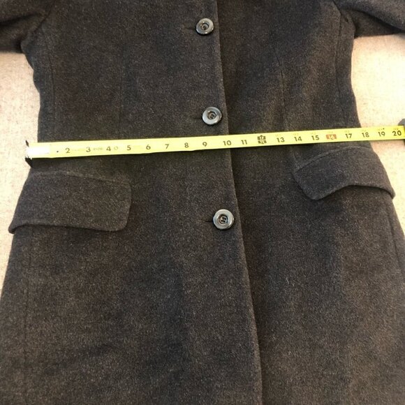 Donna Vittoria Italian Virgin Wool and Mohair Black/Charcoal Trench Coat Size 8 - Picture 8 of 16